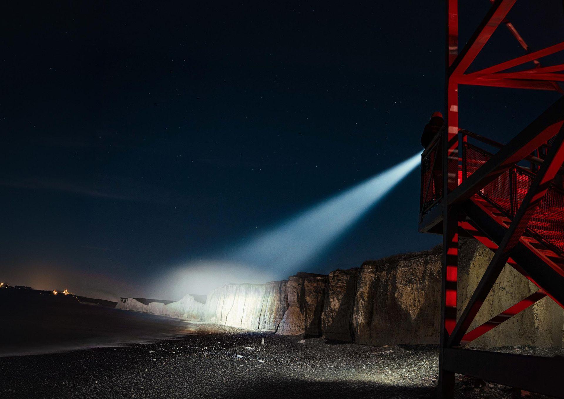 Ledlenser flashlight in the night