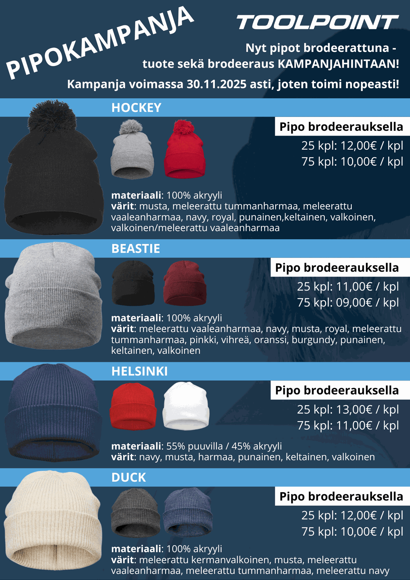 Pipokampanja tuotteet