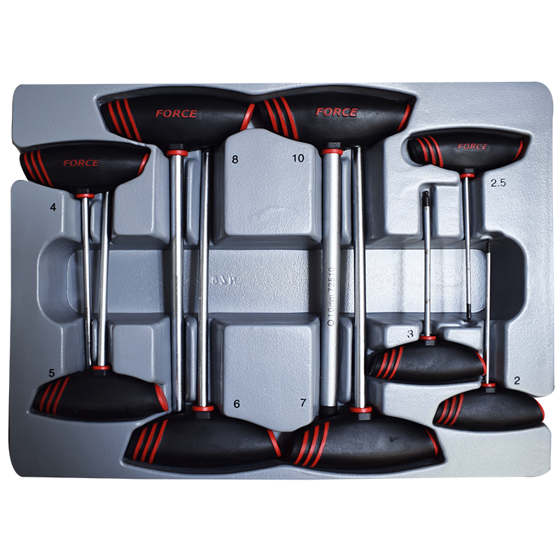 [2097B] Force 6-slot set, 2-10mm, T-Kahva, Pallopää
