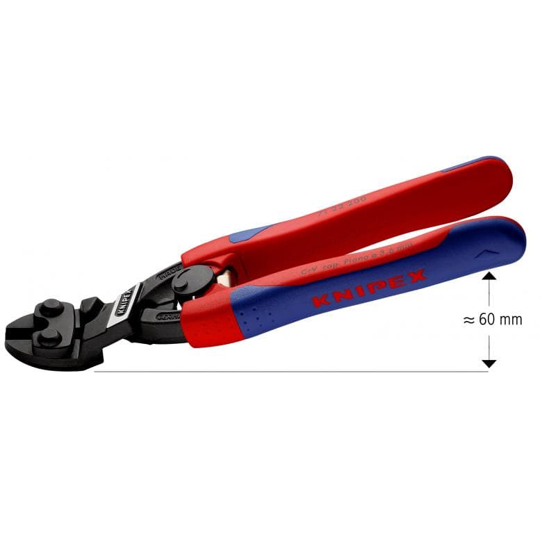 [7122-200] Knipex Voimaleikkuri 200mm, Jousella, 20°-kulma, 2-K Kahva