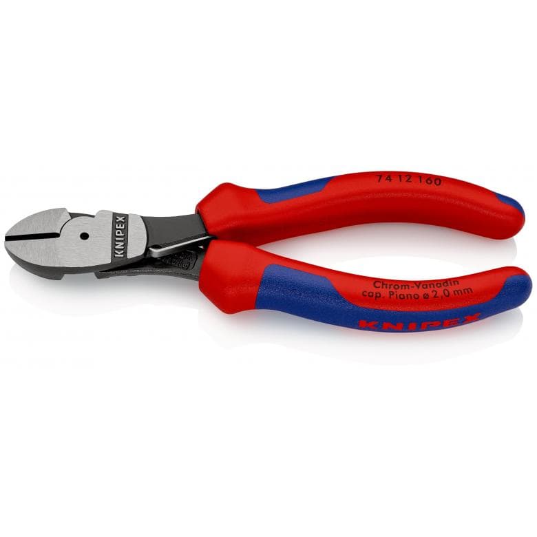 [7412-160] Knipex Voimasivuleikkuri 160mm, Palautusjousella, 2-K Kahva