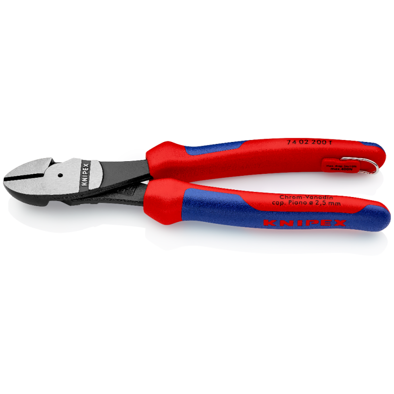 [7402-200T] Knipex Power side cutter 200mm, 2-K handle, with fastening loop
