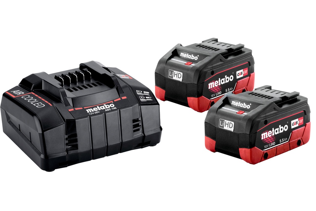 Metabo Basic-Set 2 x LiHD 5.5 Ah Uusi pikalaturi ASC 145