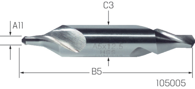 [105005-8.0X20.0] Premus Center drill 8.0x20.0 mm 60°, HSS, Din333A
