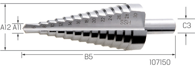 [107150/6-20] Premus Step drill 6-20mm, HSS