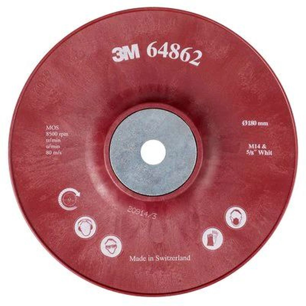 [64862] 3M 180mm Fiber base M14 and 5/8", Hard, chamfered
