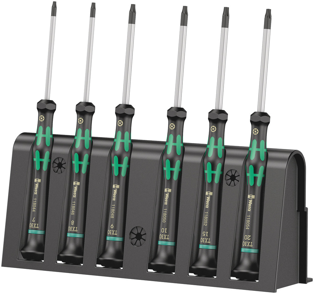 Wera 2067/6 TORX® BO Screwdriver set and rack for electronic applications
