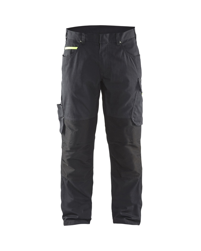 [149513309933 C44] Blåkläder 1495 Housut Stretch (Musta/Huomio keltainen, C44)