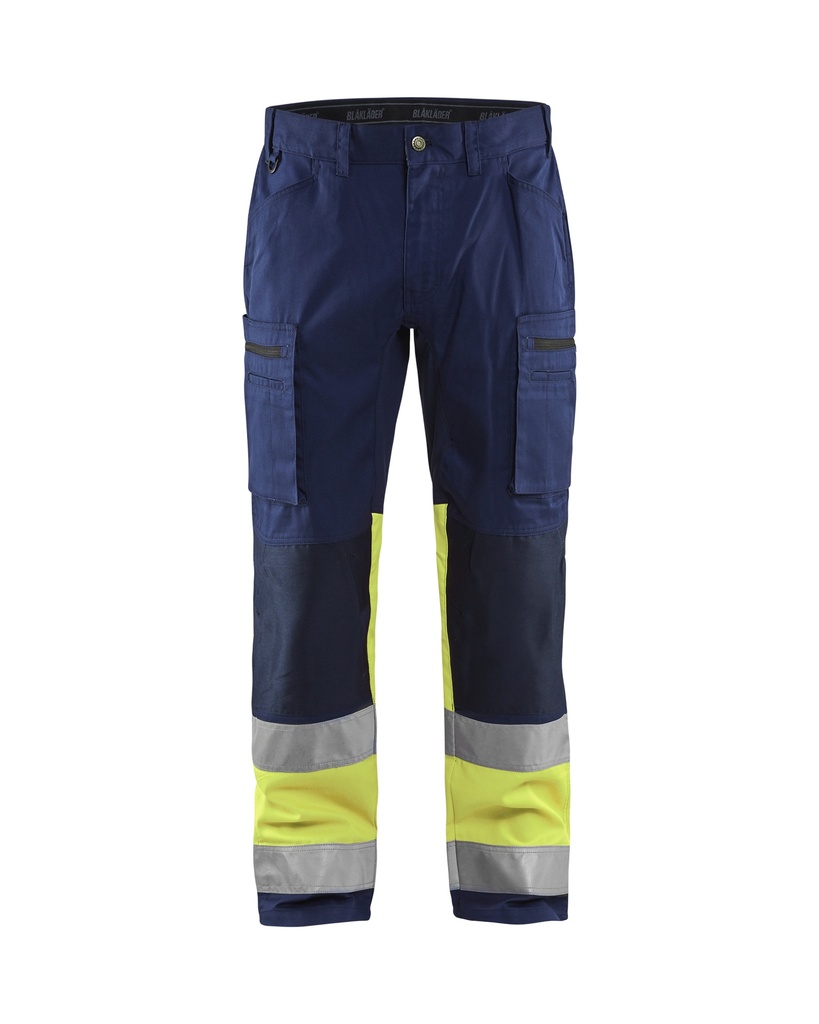 [155118118933 C44] Blåkläder 1551 Highvis pants stretch (Marine Blue/Reflective Yellow, C44)