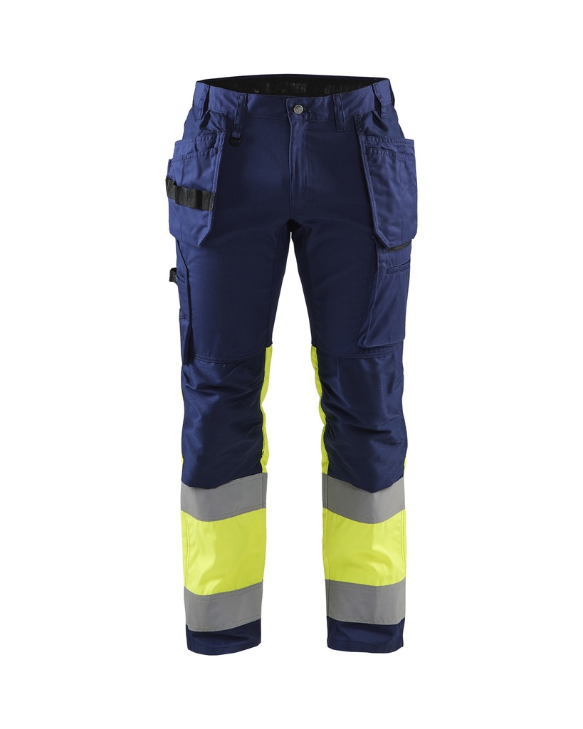 [155818118933 C44] Blåkläder 1558 Highvis work pants stretch (Marine Blue/Reflective Yellow, C44)