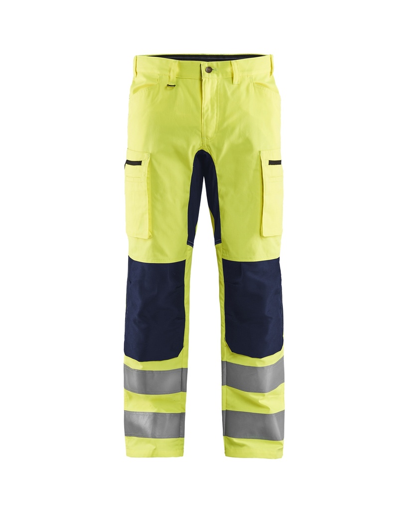 [158518113389 C44] Blåkläder 1585 Highvis trousers Stretch (Reflective Yellow/Marine Blue, C44)