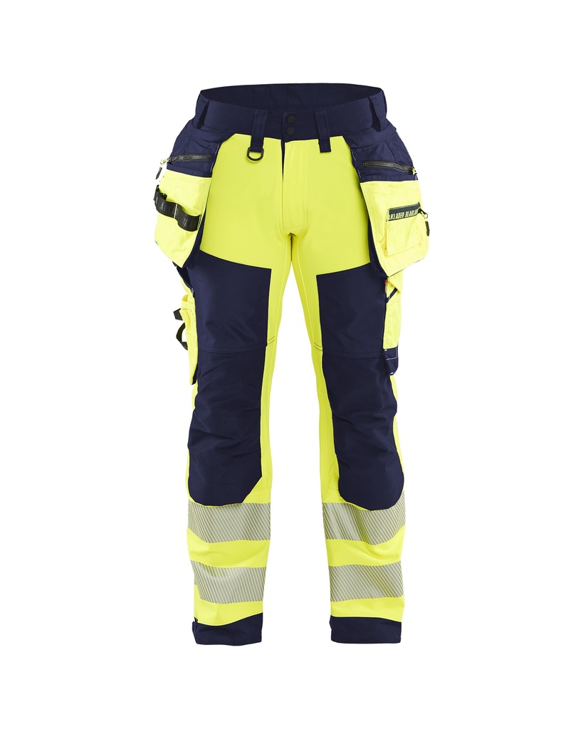 [182025133389 C44] Blåkläder 1820 Highvis softshell riipputaskuhousut (Huomio keltainen/Mariininsininen, C44)