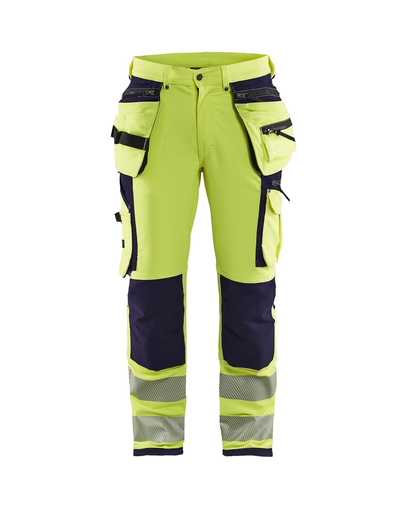 [199716423389 C44] Blåkläder 1997 Highvis work pants 4-way stretch (Reflective Yellow/Marine Blue, C44)
