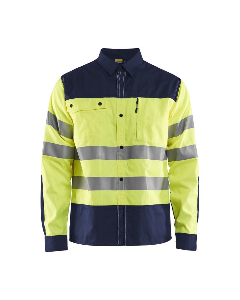 [325518173389 XS] Blåkläder 3255 Highvis paita (Huomio keltainen/Mariininsininen, XS)