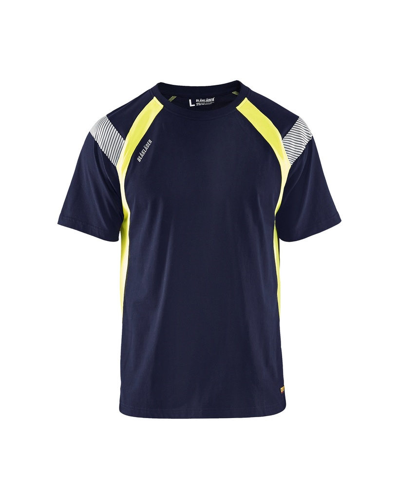 [333210308833 XS] Blåkläder 3332 T-shirt (Marine Blue/Reflective Yellow, XS)