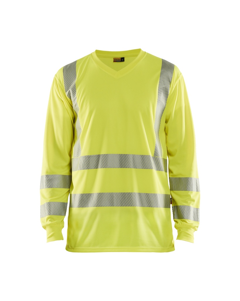 [338510133300 XS] Blåkläder 3385 Highvis pitkähihainen t-paita, UV-suoja (Huomio keltainen, XS)