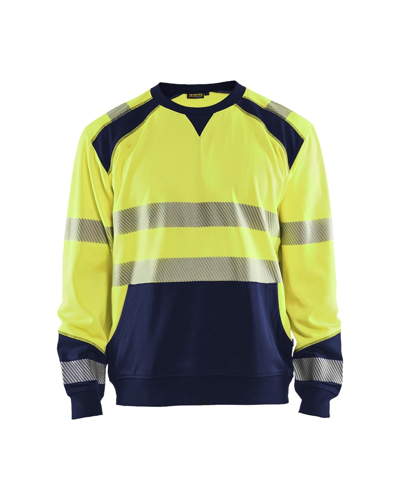 [354125283389 XS] Blåkläder 3541 Highvis collegepaita (Huomio keltainen/Mariininsininen, XS)