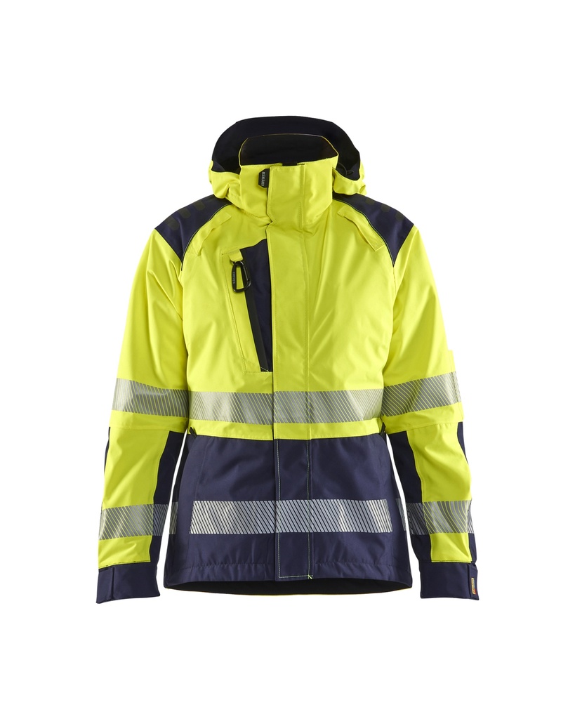 [443619873389 XS] Blåkläder 4436 Women's Highvis shell jacket (Reflective Yellow/Marine Blue, XS)