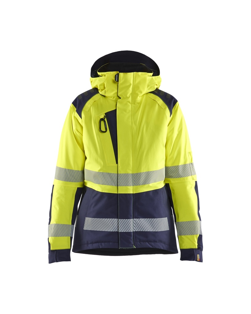 [445619873389 XS] Blåkläder 4456 Women's Highvis winter jacket (Reflective Yellow/Marine Blue, XS)