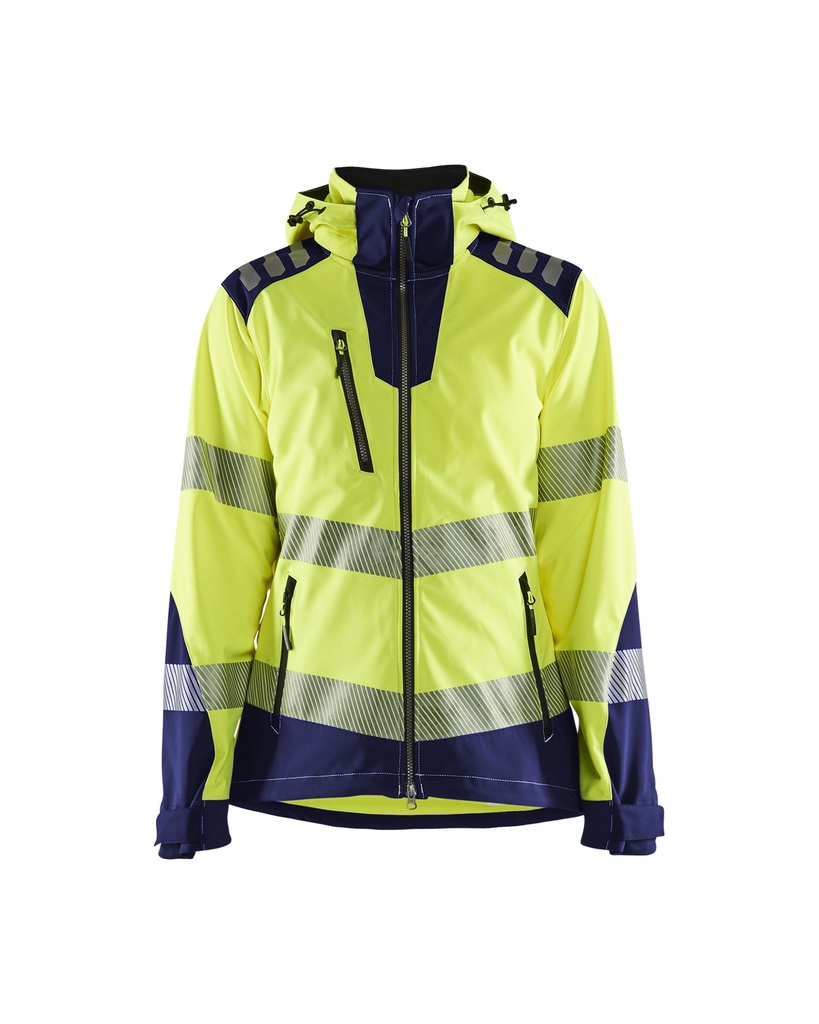 [479125133389 XS] Blåkläder 4791 Naisten Highvis Softshelltakki (Huomio keltainen/Mariininsininen, XS)