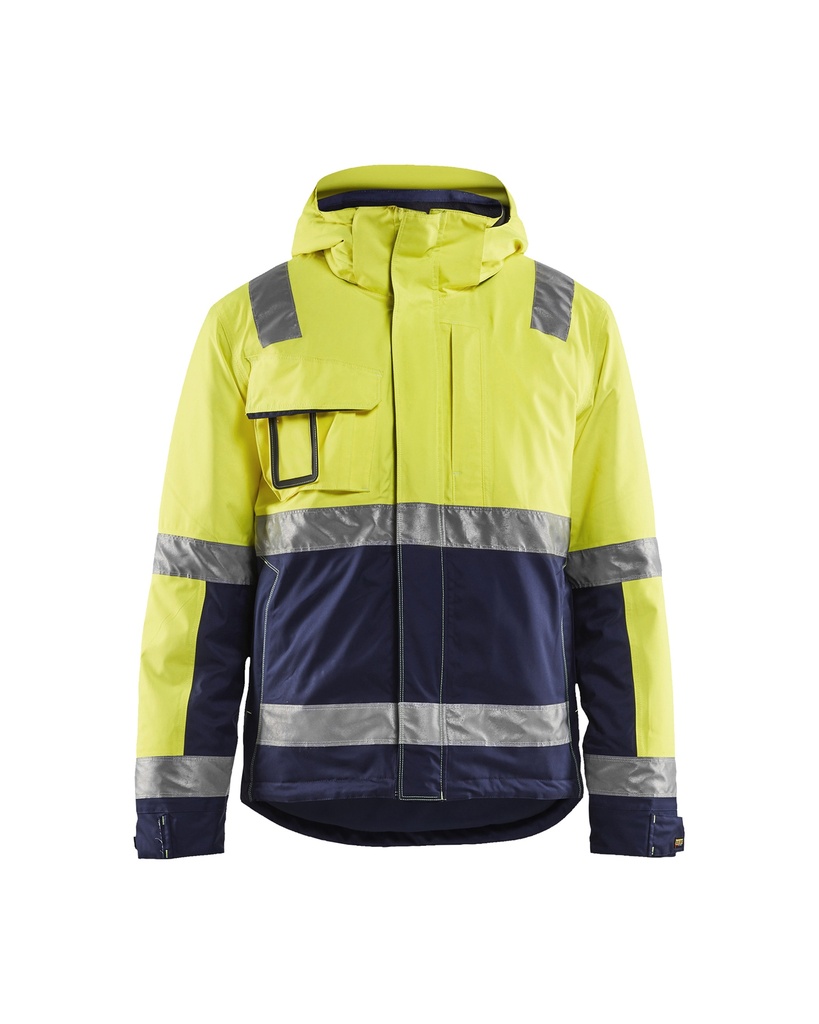 [487019873389 XS] Blåkläder 4870 Highvis winter jacket (Reflective Yellow/Marine Blue, XS)