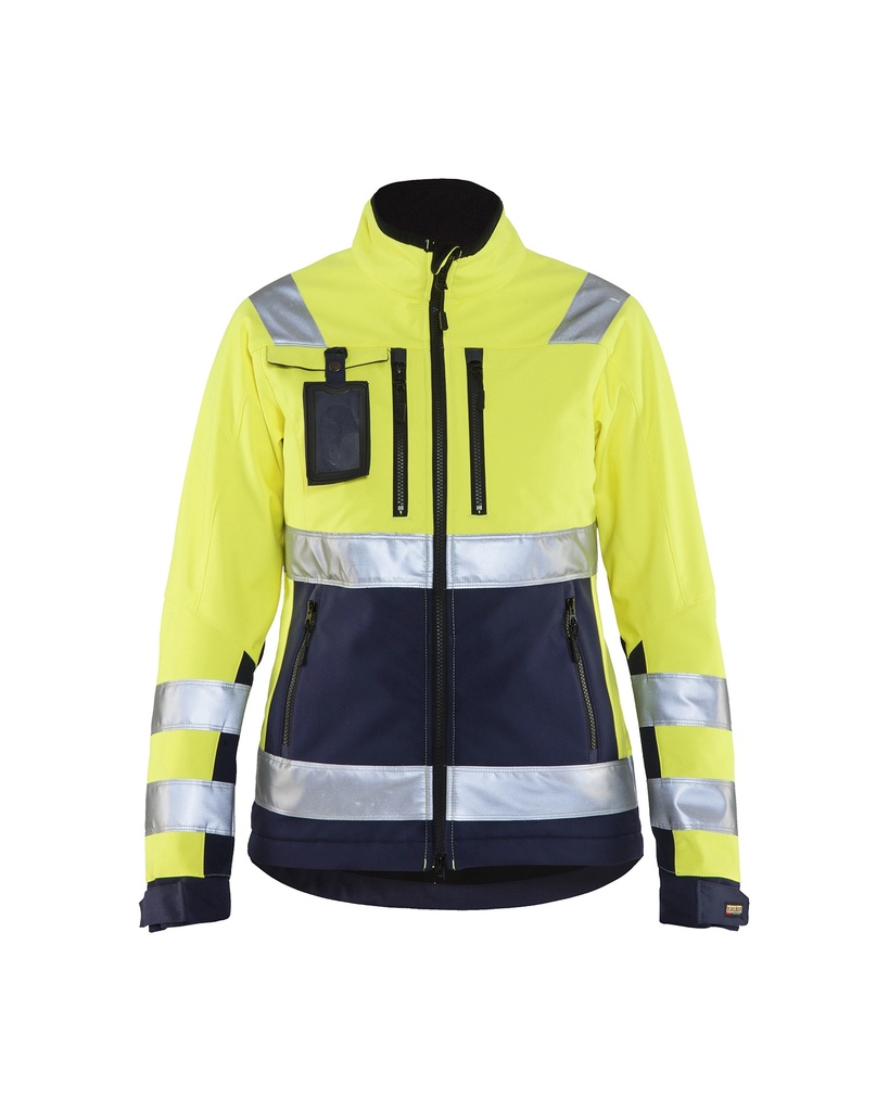 [490225173389 XS] Blåkläder 4902 Naisten highvis softshelltakki (Huomio keltainen/Mariininsininen, XS)