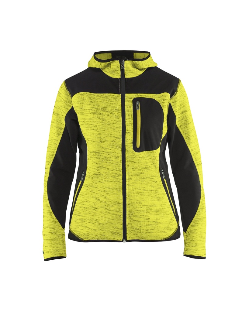 [493121173399 XS] Blåkläder 4931 Women's knitted softshell jacket (Reflective Yellow/Black, XS)