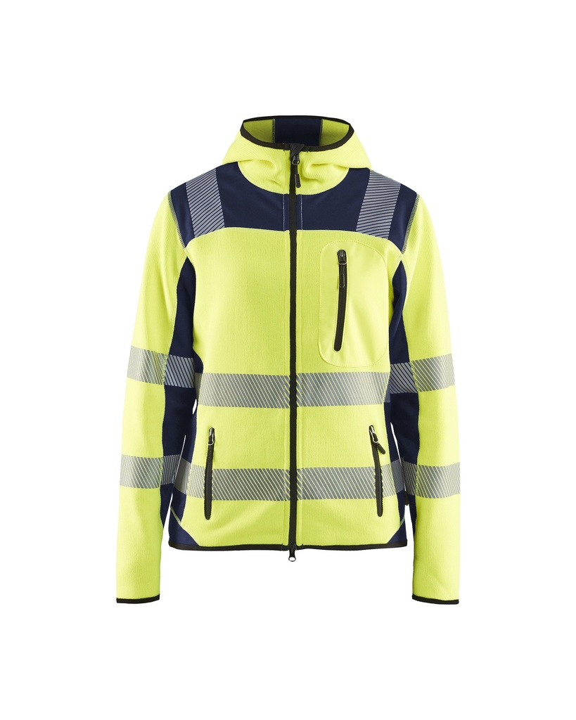[496721203389 XS] Blåkläder 4967 Women's Highvis jacket knitted (Reflective Yellow/Marine Blue, XS)