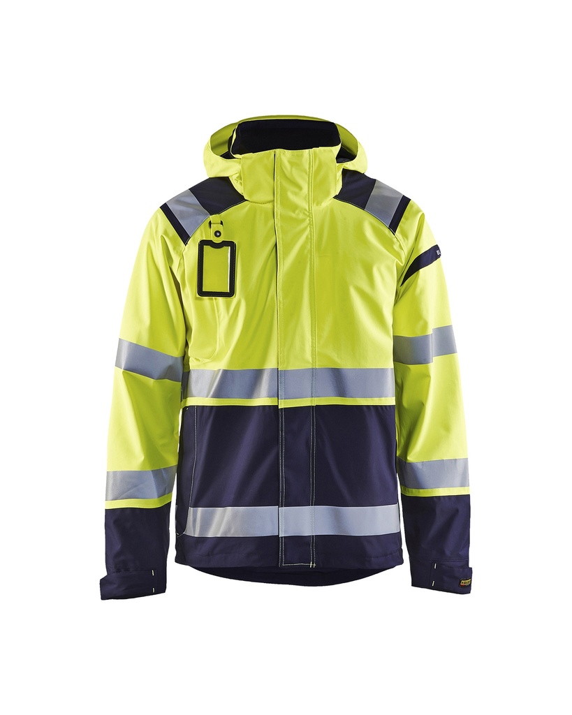 [498719873389 XS] Blåkläder 4987 Highvis shell jacket (Reflective Yellow/Marine Blue, XS)