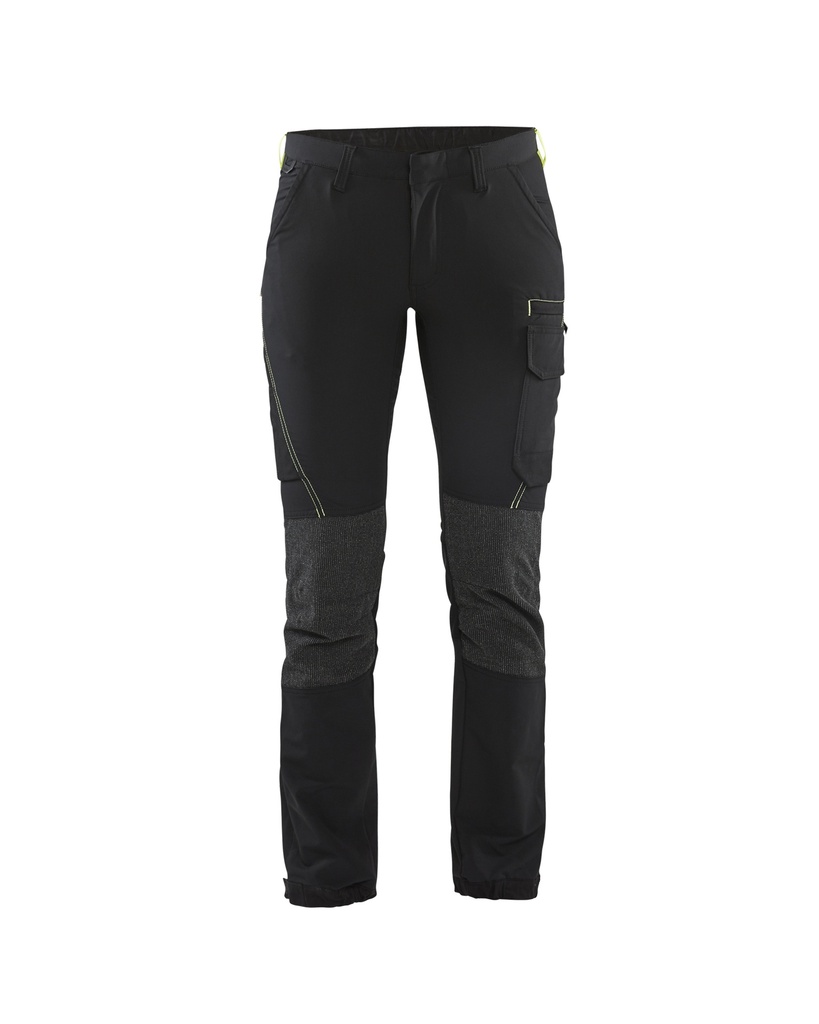 [712216459933 C40] Blåkläder 7122 Women's pants 4-way stretch (Black/Reflective Yellow, C40)