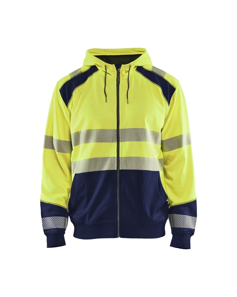 [354625283389 XS] Blåkläder 3546 Highvis hoodie (Reflective Yellow/Marine Blue, XS)