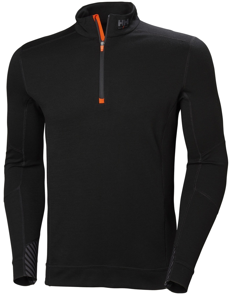 [75107_990-XS] Helly Hansen 75107 HH Lifa Merino Wool Half Zip Shirt (Black  , XS)