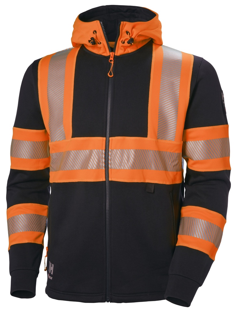 [79273_269-XS] Helly Hansen 79273 ICU Zip Attention Hoodie (Orange/Ebony  , XS)