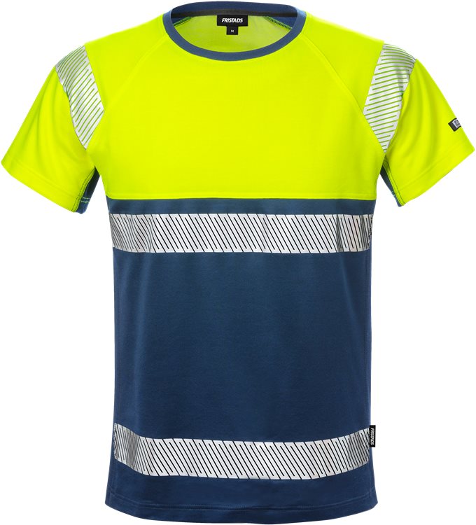 [129511-171-XS] Fristads 129511 High vis t-paita lk 1 7518 THV (Neonkeltainen/Tummansininen, XS)