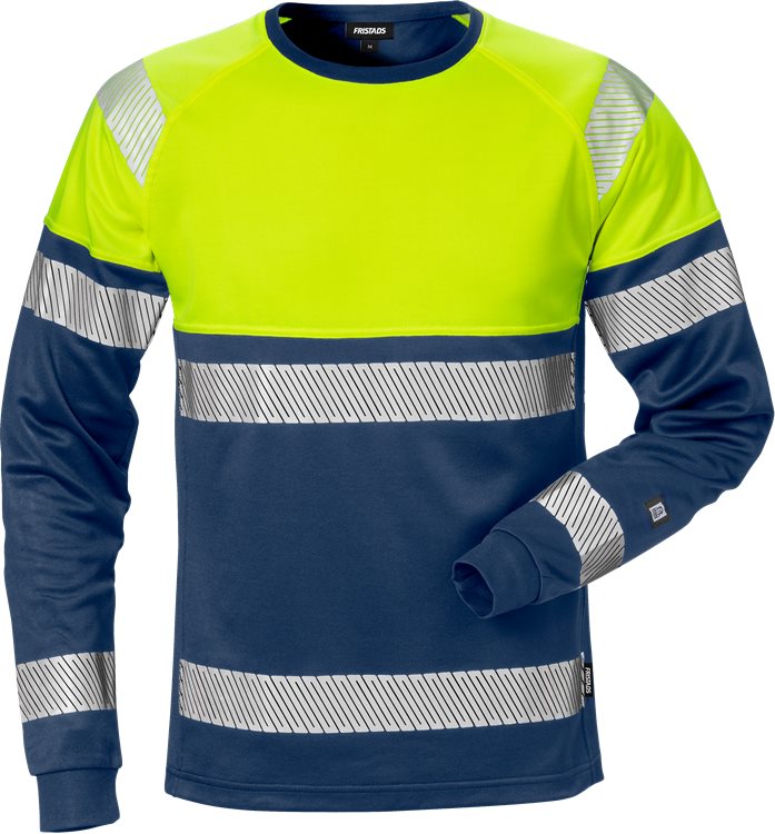 [129513-171-XS] Fristads 129513 High vis pitkähihainen t-paita lk 2 7519 THV (Neonkeltainen/Tummansininen, XS)