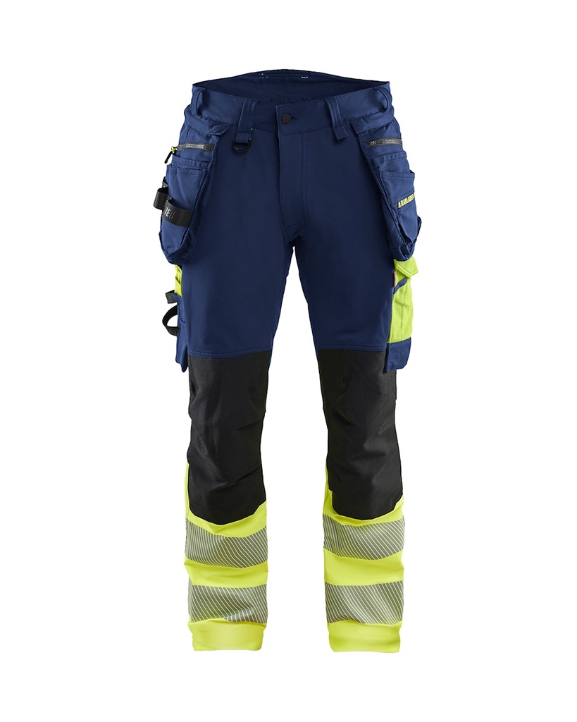 [112516488933 C44] Blåkläder 1125 Highvis work pants 4-way Stretch (Marine Blue/Reflective Yellow, C44)
