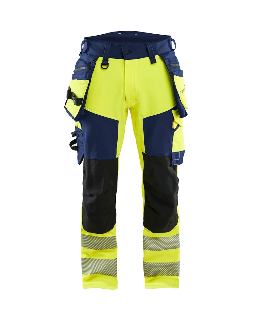 [112216483389 C44] Blåkläder 1122 Highvis Riipputaskuhousut 4-way stretch (Huomio keltainen/Mariininsininen, C44)