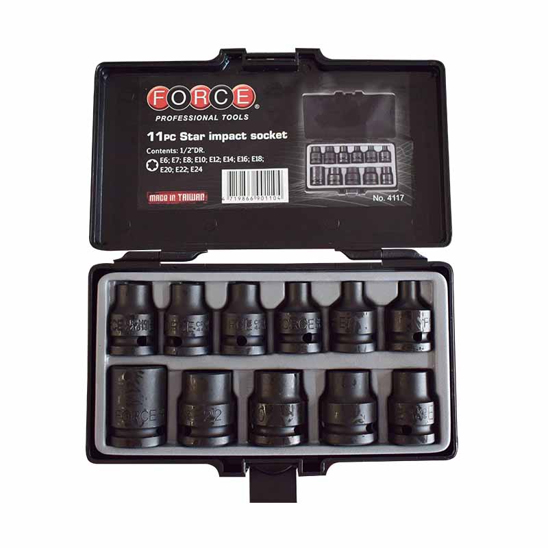 [4117] Force Machine sockets 1/2", E6-E24, 11 parts