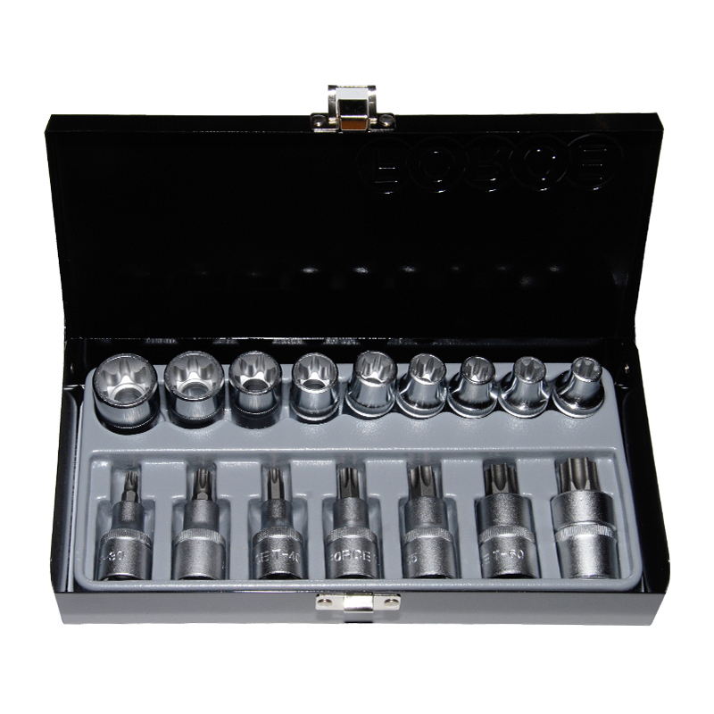 [4171] Force Hylsyt 1/2", E10-E24 ja T30-T70, 16-osaa