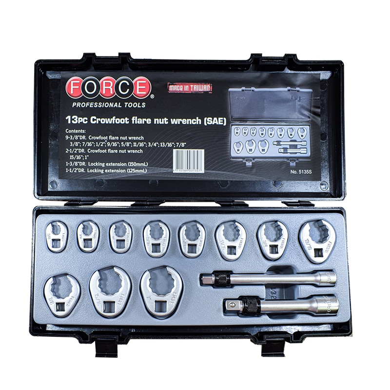 Force Kukonjalkasarja 3/8"-3/8”...7/8" + 1/2”-15/16”...1”, 13-osaa