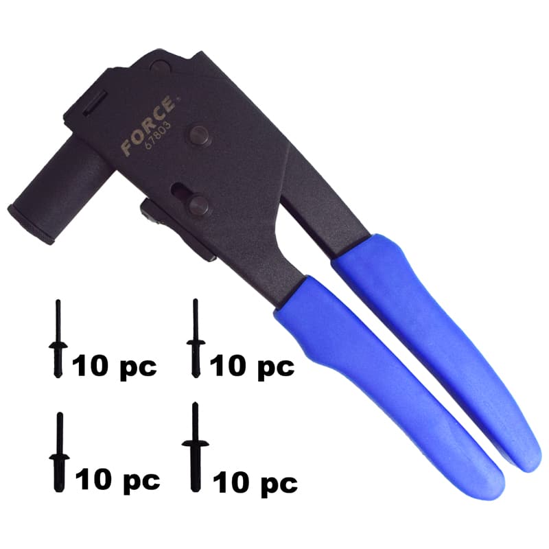 [67803] Force Plastic Rivet-Plier Set, Pliers+40 pcs of rivets