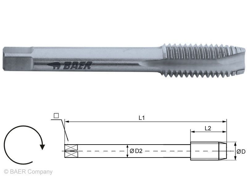 [110201009] Baer HSSG Short Machine Tap form B (M10, 1,5)