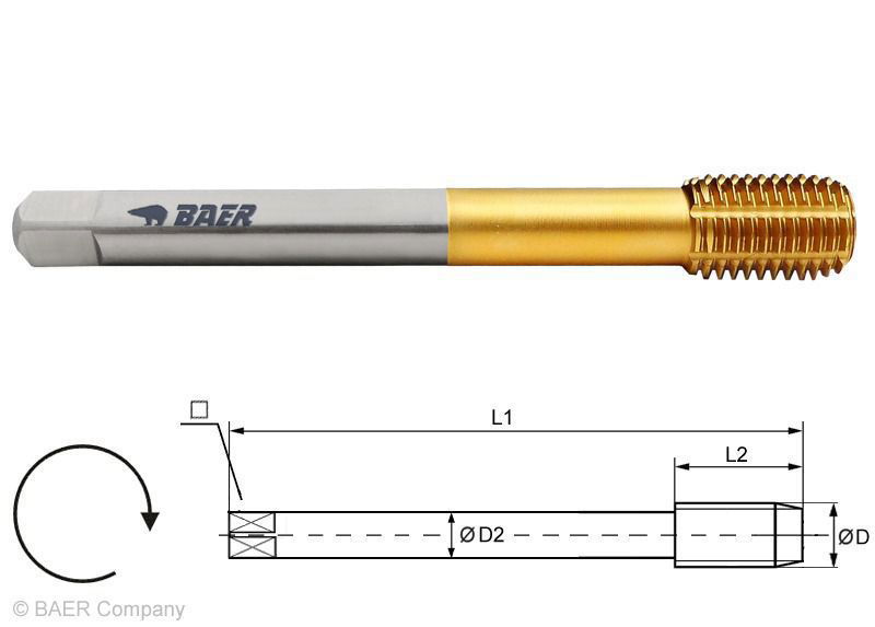 Baer SUPER HSSE-TIN Forming Tap - UNF - DIN 2174