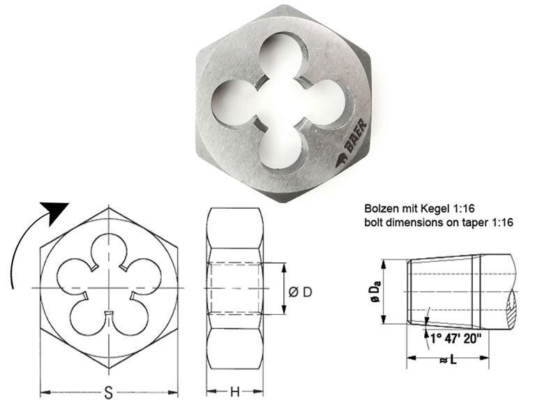 [241501007] Baer Hexagon nut NPT - HSS (NPT 1'', 11.5)