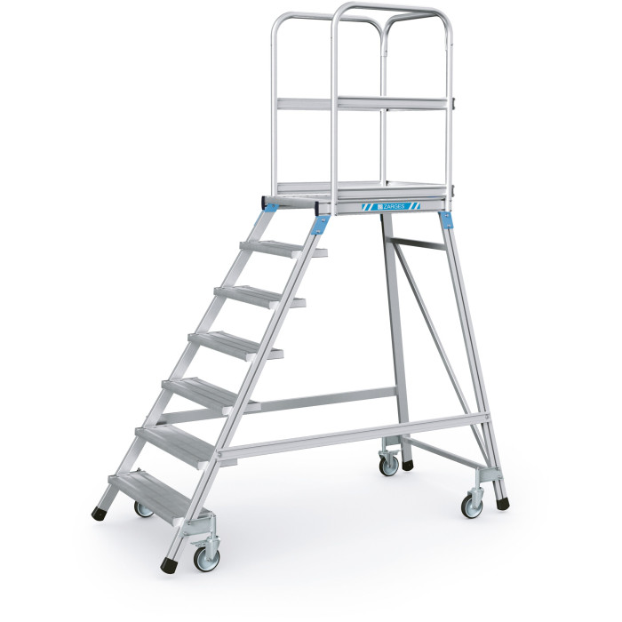 Zarges Spring-Loaded Maintenance Platform, One-Sided, 600x800 mm, 7 steps