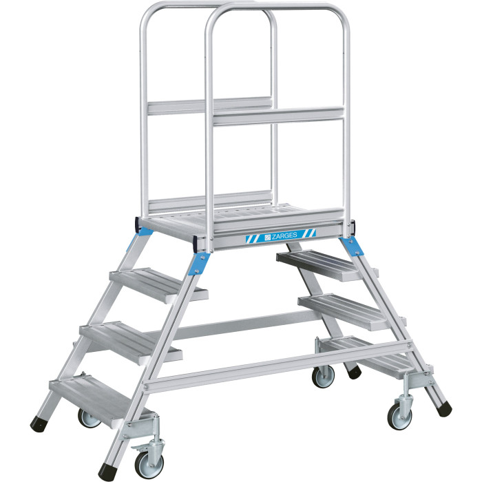 Zarges Spring-Loaded Maintenance Platform, Two-Sided, 600x800 mm, 4 steps