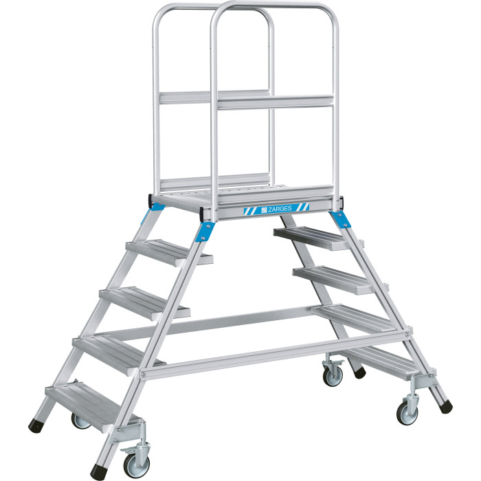 Zarges Spring-Loaded Maintenance Platform, Two-Sided, 600x800 mm, 5 steps