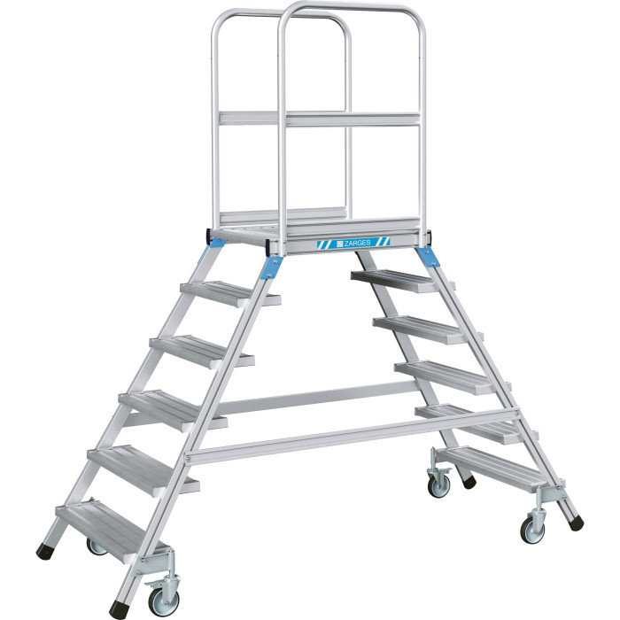 Zarges Spring-Loaded Maintenance Platform, Two-Sided, 600x800 mm, 6 steps