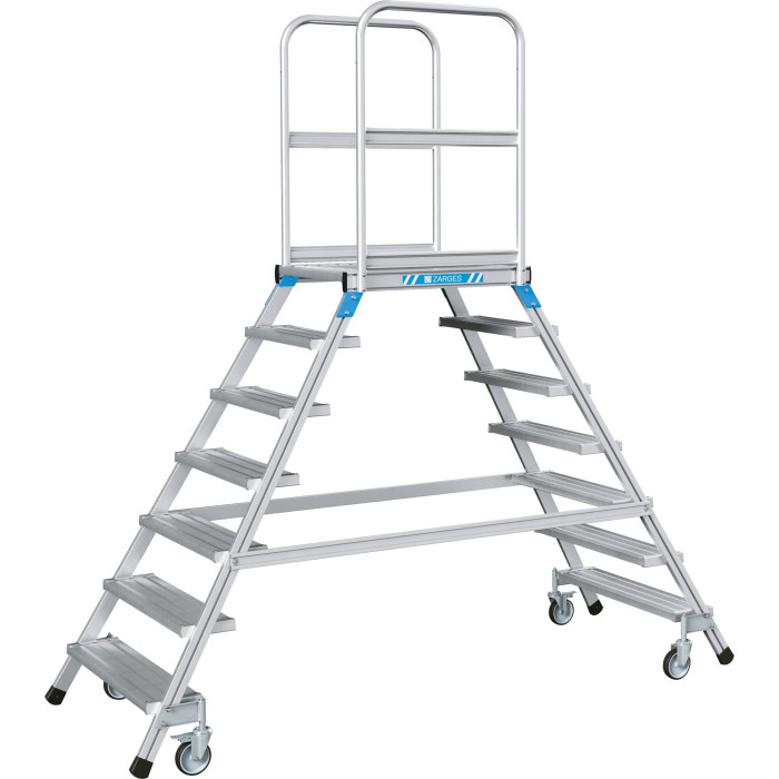 Zarges Spring-Loaded Maintenance Platform, Two-Sided, 600x800 mm, 7 steps