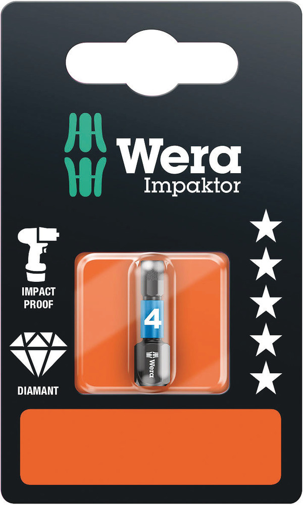 [05073904001] Wera 840/1 IMP DC SB Impaktor Bits-kärjet (4 mm)